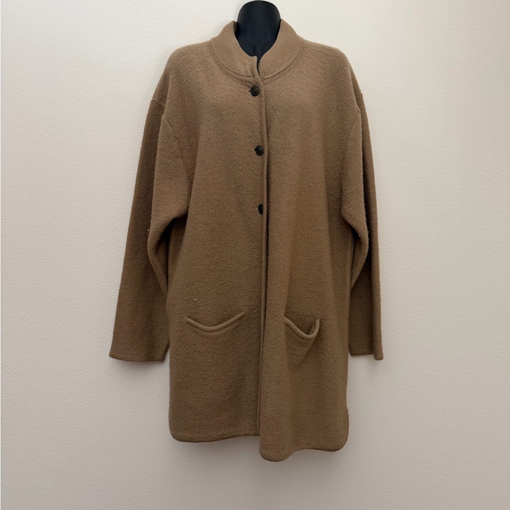 Herman Geist Elegant Women's Brown cardigan jacket Coat wool